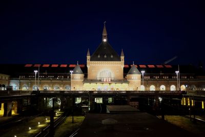 Illuminated building at night