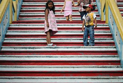 People walking on steps