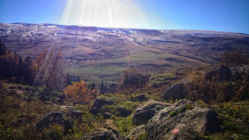 Scenic view of mountains against sky