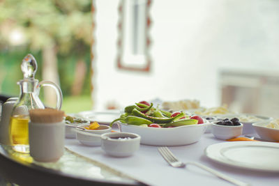 View of breakfast on table