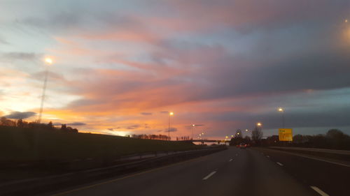 Road against sky during sunset