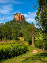 Scenic view of land against sky