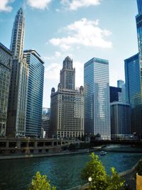 River with skyscrapers in background