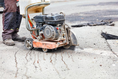 Low section of man on road