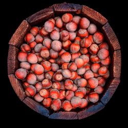 High angle view of strawberries