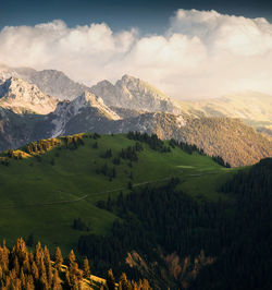 Scenic view of mountains against sky