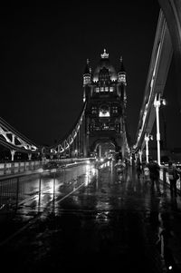 Bridge over river at night