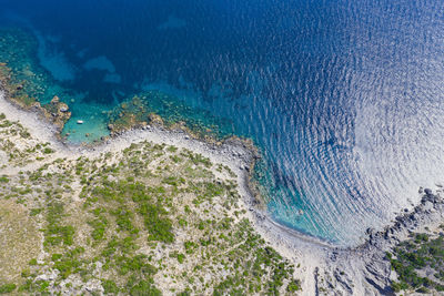 Aerial view of the marine coast of monte argentario in the tuscan maremma 