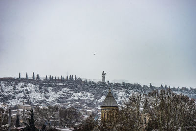 View of old tbilisi while snowing, georgia