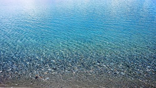 High angle view of rippled sea shore