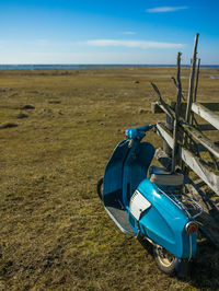 View of landscape against blue sky
