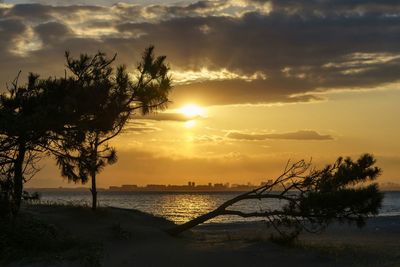 Scenic view of sunset over sea