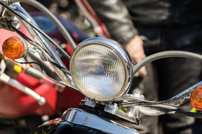 Close-up of bicycle on metal