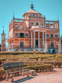 Old building in city against clear sky