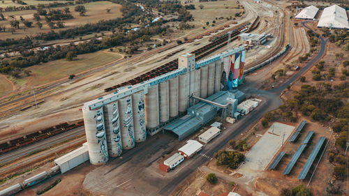 High angle view of highway in city