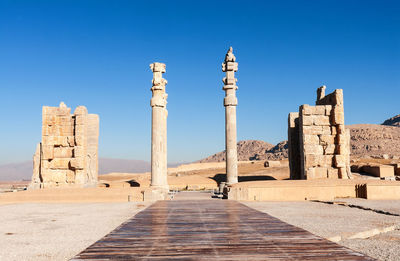 View of historical building against blue sky