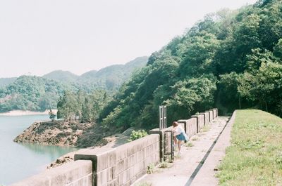 Landscape with mountain range in background