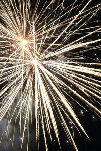 Low angle view of firework display at night