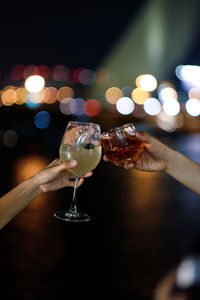 Close-up of wine glass on table