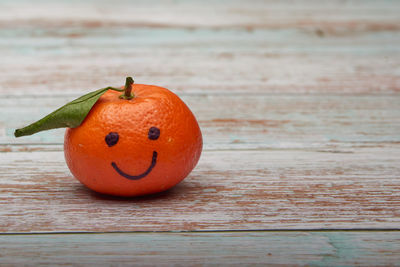 Close-up of orange pumpkin on table