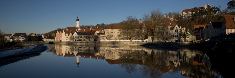 Reflection of buildings in lake