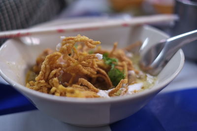Close-up of meal served in bowl