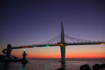 View of suspension bridge against sky during sunset