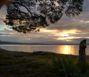 Scenic view of sea at sunset