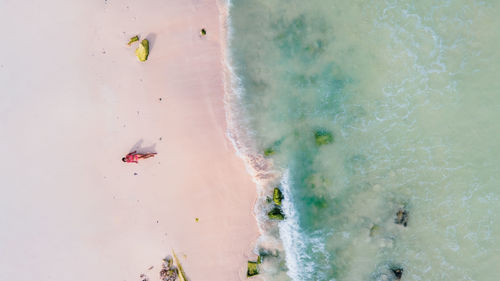 High angle view of people on beach