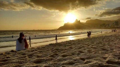 Scenic view of sea during sunset