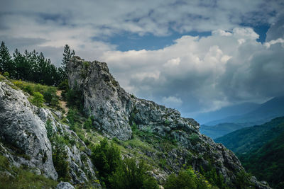 Scenic view of rocky mountains against sky