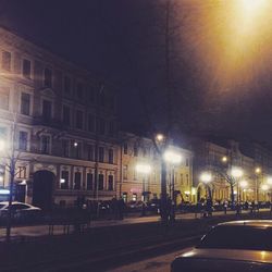 Illuminated street light at night