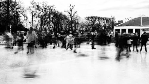 Reflection of people in water