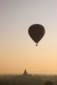 Hot air balloon flying in sky