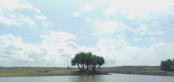 Scenic view of lake against sky