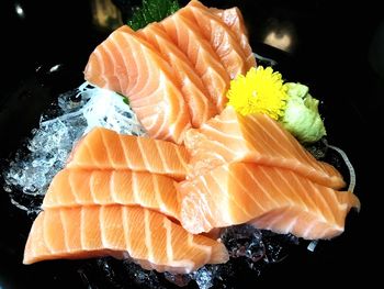 Close-up of sushi served in plate