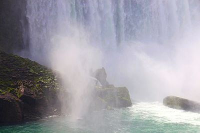 Scenic view of waterfall in sea