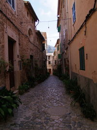 Walkway amidst buildings in town