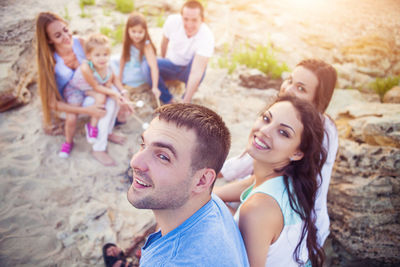 Happy family enjoying at beach