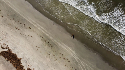 High angle view of people on beach