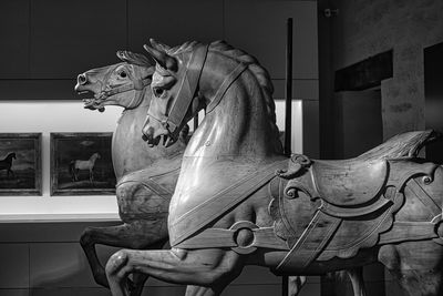 Close-up of a horse sculpture