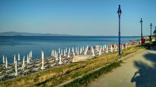 Scenic view of sea against clear sky