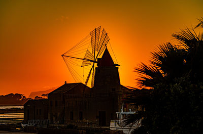 Silhouette buildings against sky during sunset