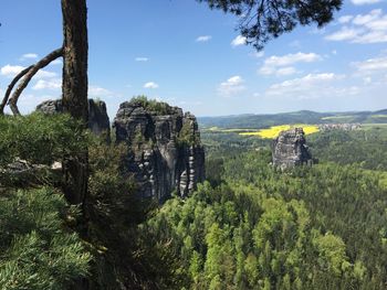 Scenic view of saxon switzerland against sky