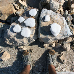 Low section of person standing on rock