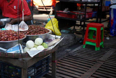 Various fruits for sale at market stall