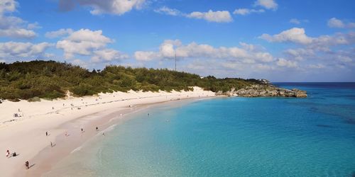 Scenic view of beach against sky