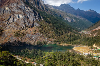 Scenic view of lake and mountains