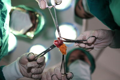 Close-up of hands working