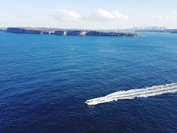 High angle view of sea against sky